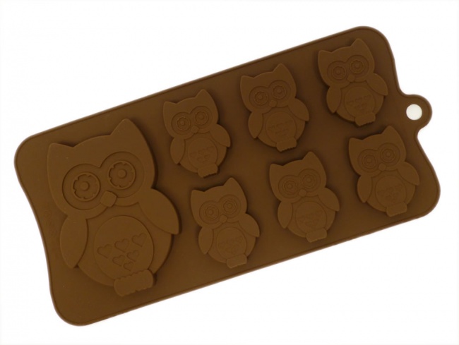 6+1 Owl Chocolate / Candy Silicone Baking Mould - Woodland Animals