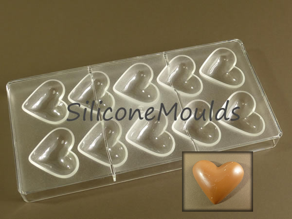 10 cell Large Hearts - Professional Quality Polycarbonate Chocolate Mould - CLEARANCE