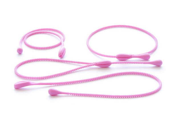 Pack of 4 Silicone Food Ropes / Ties - PINK - CLEARANCE