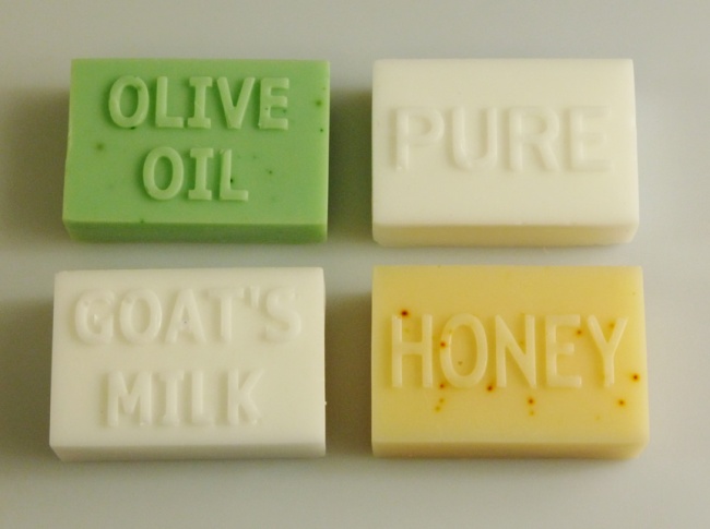 8 cell MARKED Rectangular Bar Soap Mould - Olive Oil / Goats Milk / Honey / Pure - **CLEARANCE**