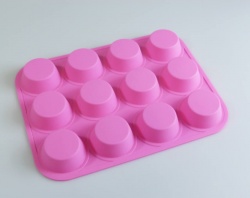 12 cell HOT PINK Standard Muffin Silicone Cake Baking Mould