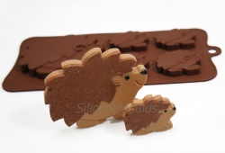 4+1 Hedgehogs Novelty Silicone Chocolate Bar Mould - Woodland Animals