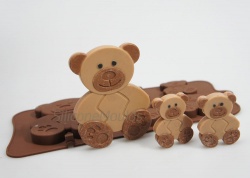 4+1 Teddy Bears Novelty Chocolate Bar or Lolly Silicone Baking Mould