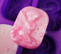 Kneeling Child Fairy / Angel - 4 cell Silicone Soap Bar Mould