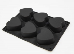6 cell Hearts Muffin / Tart Silicone Cake Baking Mould (soft mould / 3 facing each direction)