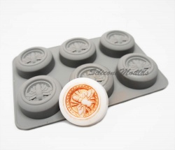 6 cell Circular Honey Bee (Grey) Silicone Baking / Soap / Wax Mould - 42ml vol.