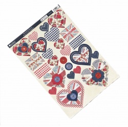 Kanban BRITANNIA HEARTS A4 Paper Card Cake Topper / Crafts - Floral/ Gingham Hearts