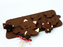 4+1 Fox Lolly / Chocolate Bar Silicone Baking Mould - Woodland Animals