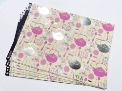 10 x Kanban TEA TIME A4 Foil Stock Card / Crafts - Teapot/ Spoons