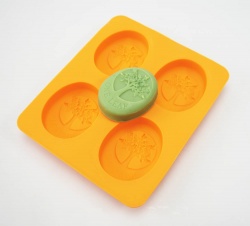 OVAL - Tree of Life  - 4 cell Silicone Soap Bar Mould