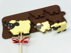 4+1 Sheep Lolly / Chocolate Bar Silicone Baking Mould - Farm Animals