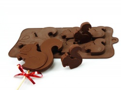 4+1 Squirrel Lolly / Chocolate Bar Silicone Baking Mould - Woodland Animals