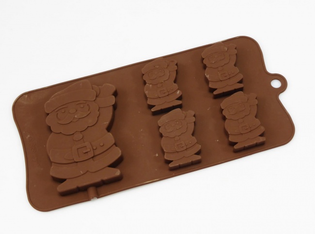 4+1 Waving Santa Lolly / Novelty Chocolate Bar Silicone Baking Mould